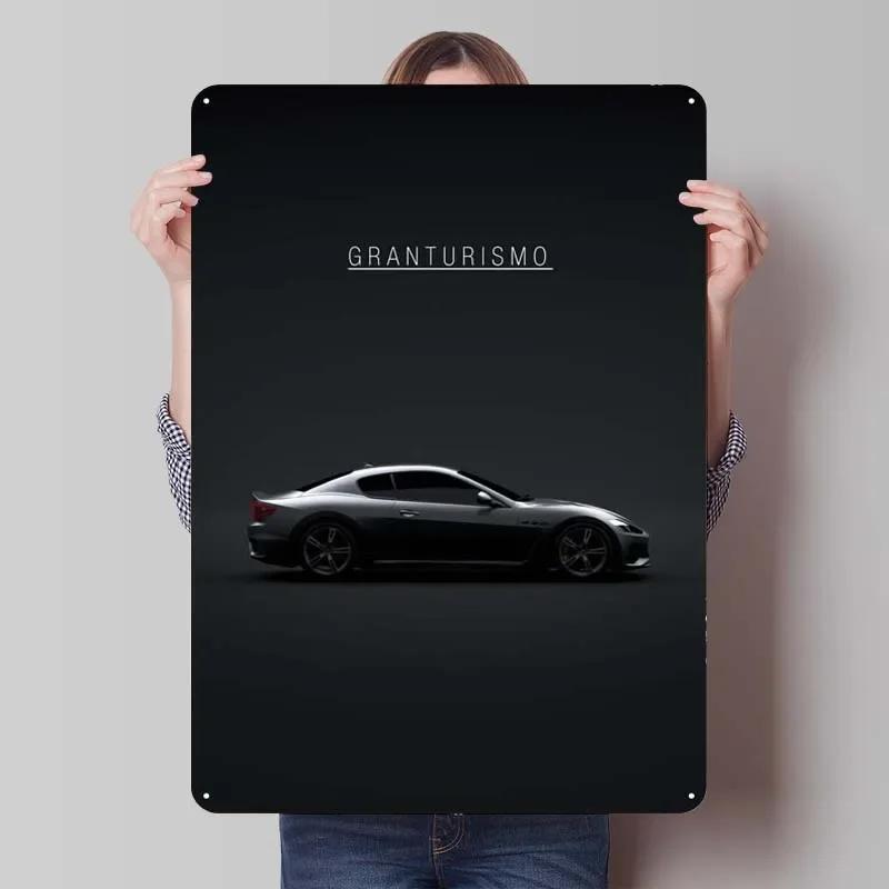 Maserati Plåtskylt Bilar Poster Dekoration för Hemdekorationer Retro Metallskylt Plakett för Garagsväggkonstdekoration Rum
