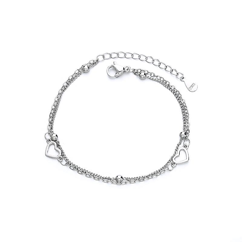 Spring Dawn Double Layer Heart Bracelet - Fashionable Bean Round Bead Design for Women