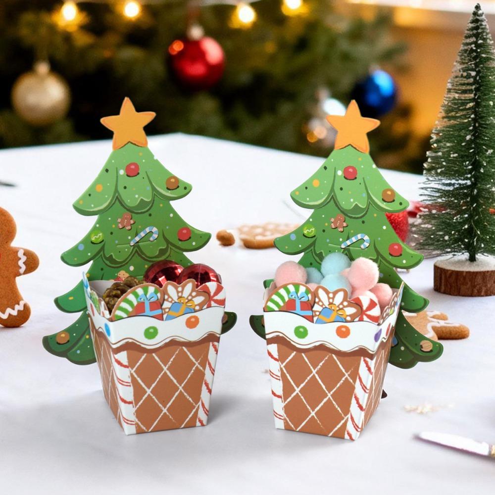 10PCS Cartoon Santa Xmas Tree Christmas Gift Boxes Party Decorative Boxes  Merry Christmas