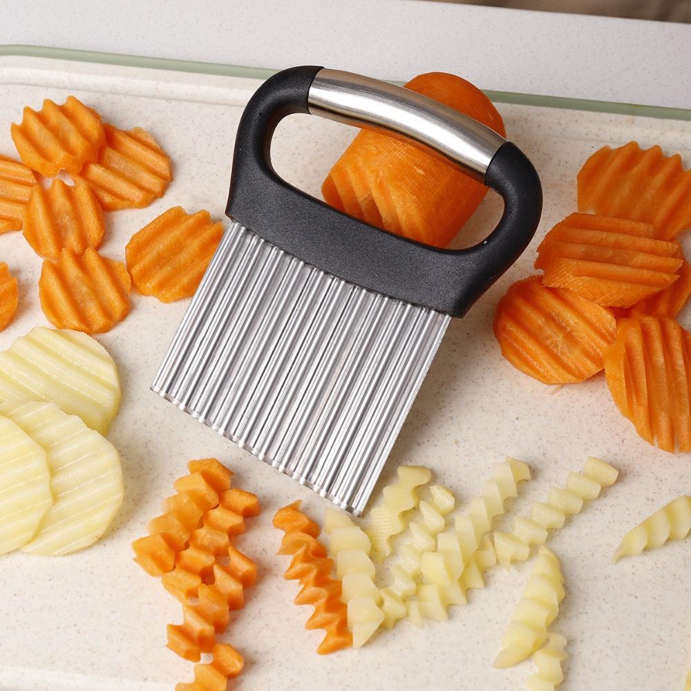 Stainless Steel Crinkle Cutter Manual Wavy Chopper Multifunctional Potato Slicer  Vegetable
