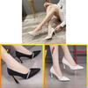 High Heels For Women With Sharp Toe Slipon Elegant Pu Dress Footwear For Office And Spring