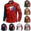 Men's Casual Independence Day Printed Lasel Button Long Sleeve Shirt
