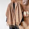 Fashion Winter Cashmere Shawl For Women - Tasseled Vintage Oil Painting Floral Printed Pashmina Thick Wrap, Scarf & Echarp