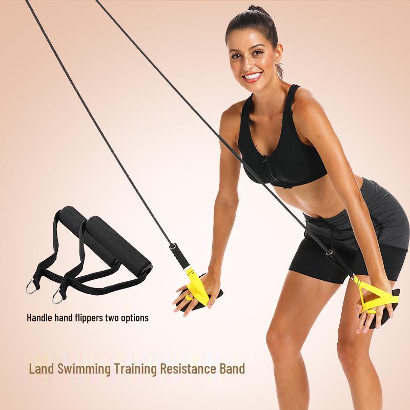 Freestyle Land Swimming Trainer: Resistance Bands with Arm Strength Ropes & Hand Paddles