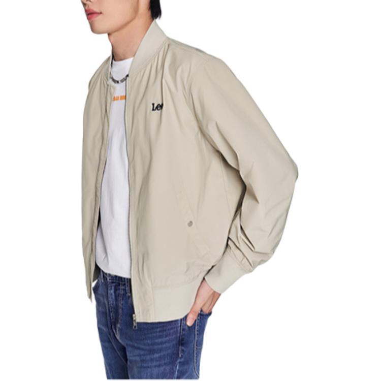 Lee Solid Color Zip Baseball Collar Jacket Men jackets Light-Cyan-Gray LMT006890100092A05169