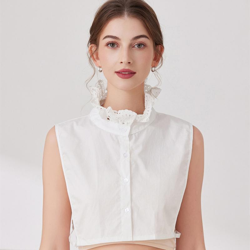 Perfect Match Layer Pleated Stand Detachable Collar Neck Half Top Shirt Decorative Ladies False Blouse Collar Neckwrap Sweater Accessories