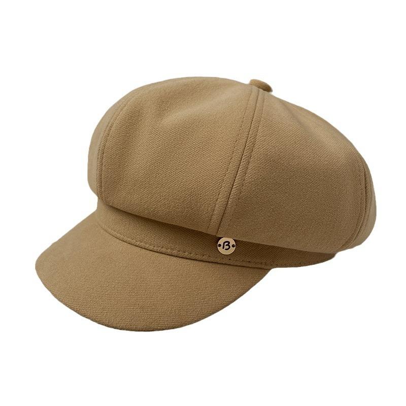 British Octagonal Hat for Women in Autumn and Winter New Style Literary Black Duck Beret Versatile Face Small Newsboy Hat Trend