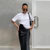Elegant Satin Trumpet Skirts Fashion Slim High Waist Skirts Women Female Solid Office Long Skirt