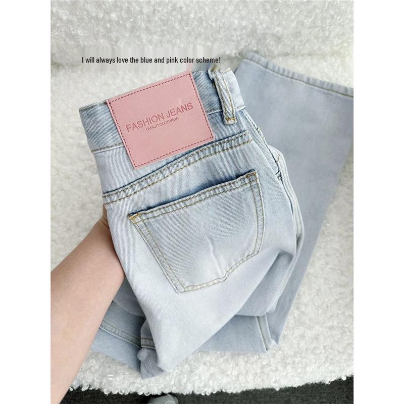 

Women s Light-Colored Wide-Leg Jeans - High-Waisted, Plus Size, Slimming, Versatile Straight Cut for Autumn M