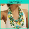 Geometric Handmade Wooden Bead Long Necklace With Alloy Pendant For Women