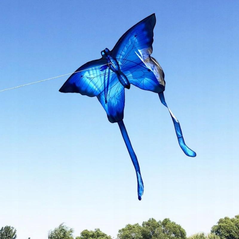 Xxl Kite Butterfly Blue Glowing Led 150Cm