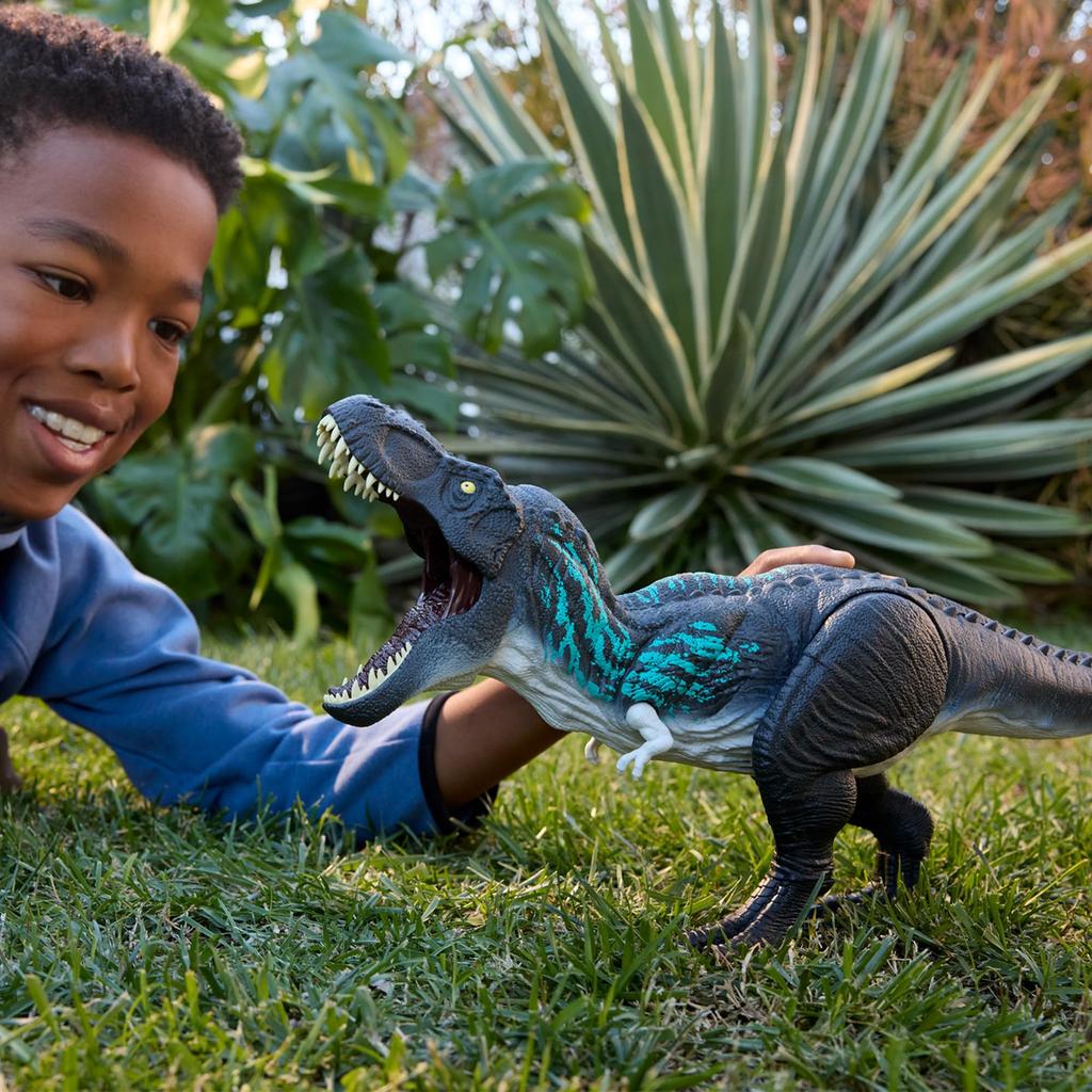 Mattel Jurassic World Muscle Roaring Kids Figure Dinosaur 45cm In Ages 4 and JNJ16 Action! T-Rex Toy, Approx. Length, Up, Black,