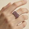 Copper Inlaid Zircon Ring with Diamonds, Environmentally Friendly Material European Union Women's Rose Red Diamond Gemstone Hand Jewelry