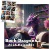 Book Dragon Calendar 2025, Funny Dragon Reading Book Monthly Planner Calendar