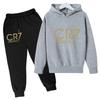Kids Fashion CR7 Hoodie Boy Girl Toddler Pullover 3-12 Years Football Letters Clothing Casual Top+Pants 2P Brand Coat Sports Set