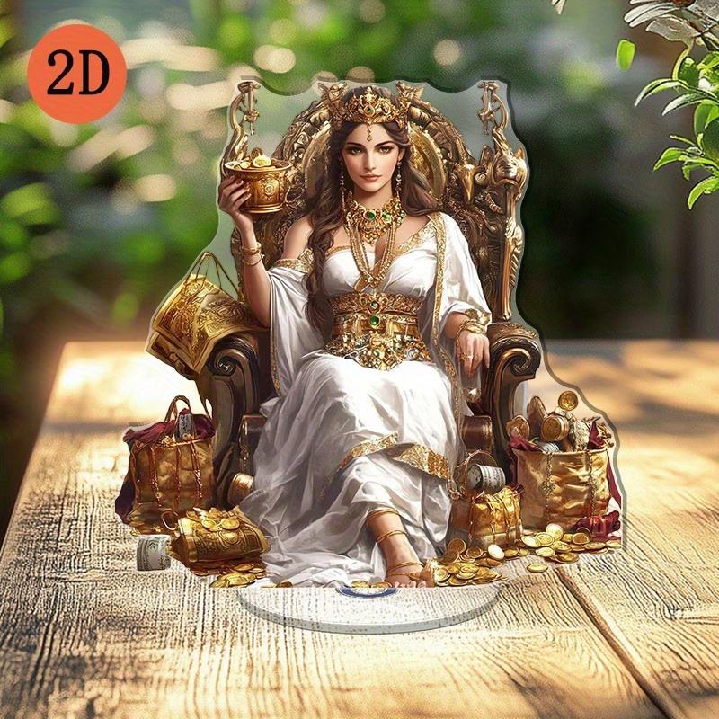 2D Flat Rotating Acrylic Desktop Decor Forest Goddess Design Table Figurine Meditation Goddess Home/Office Decoration Perfect Gi