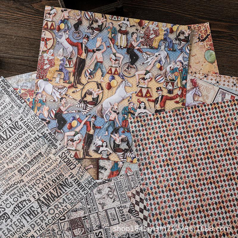 

Retro Circus Pattern Journal & Photo Album DIY Collage Sheets