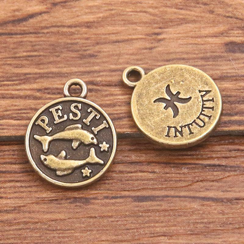 

10 or 12pcs 12X15mm DIY retro alloy jewelry accessories 12 constellation pendant 10pcs 12x15mm
