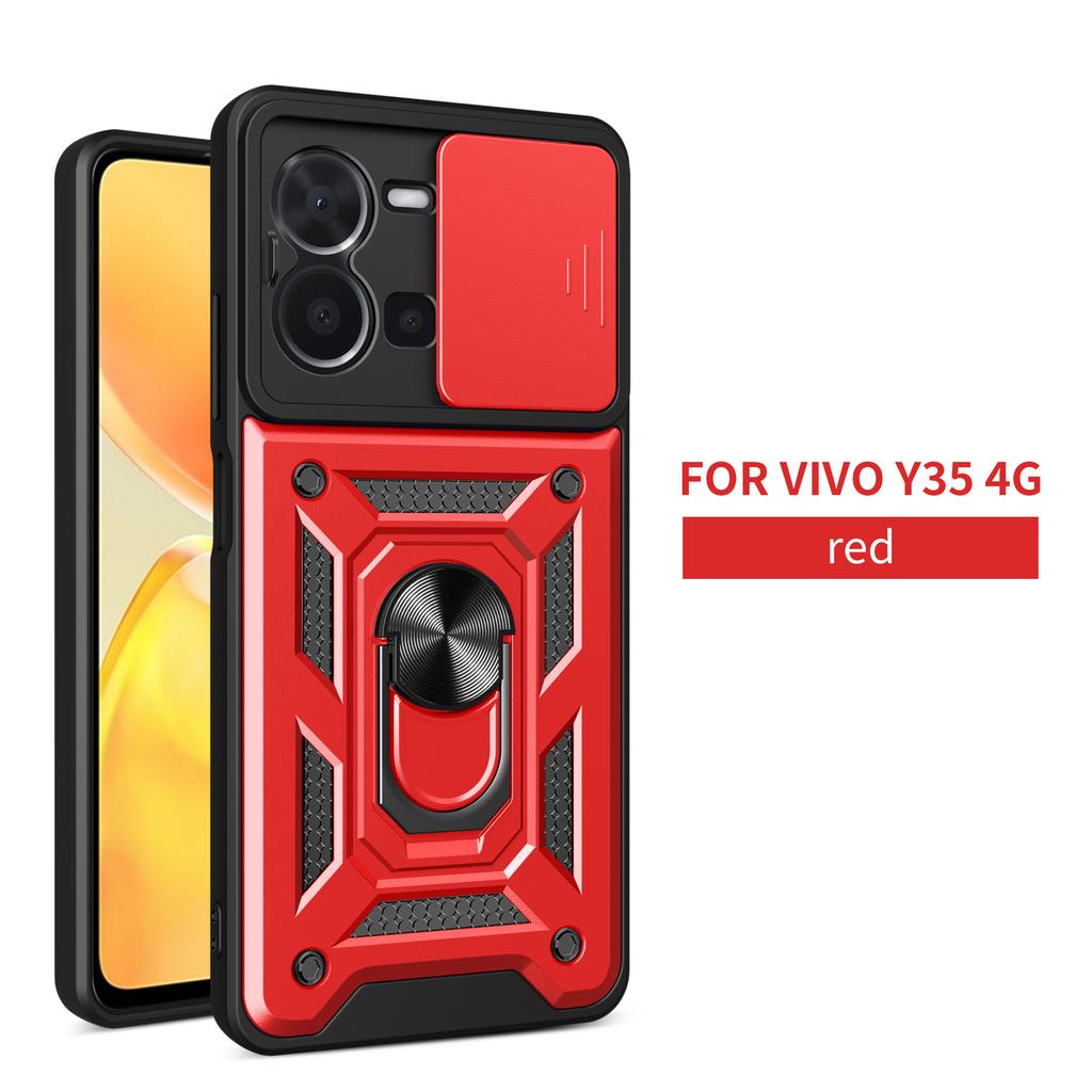 For Vivo Y35 4G Case Vivo Y35 4G Cover Vivo Y35 4G Magnetic Ring Holder Armor Phone Case Slide Camera Protect Back Cover