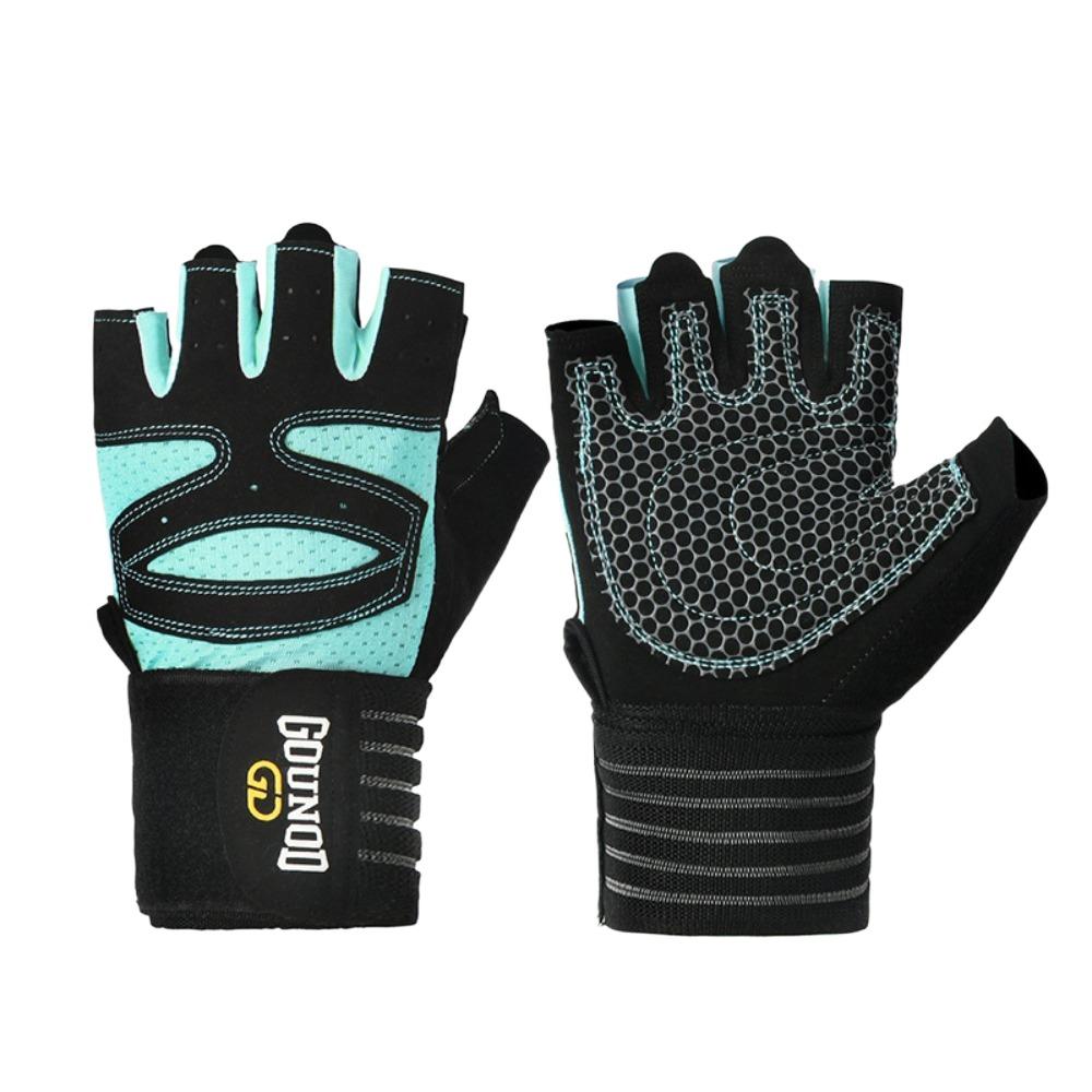 Breathable Weight Lifting Gloves Non-Slip Fitness Exercise Gloves  Fitness blue-m