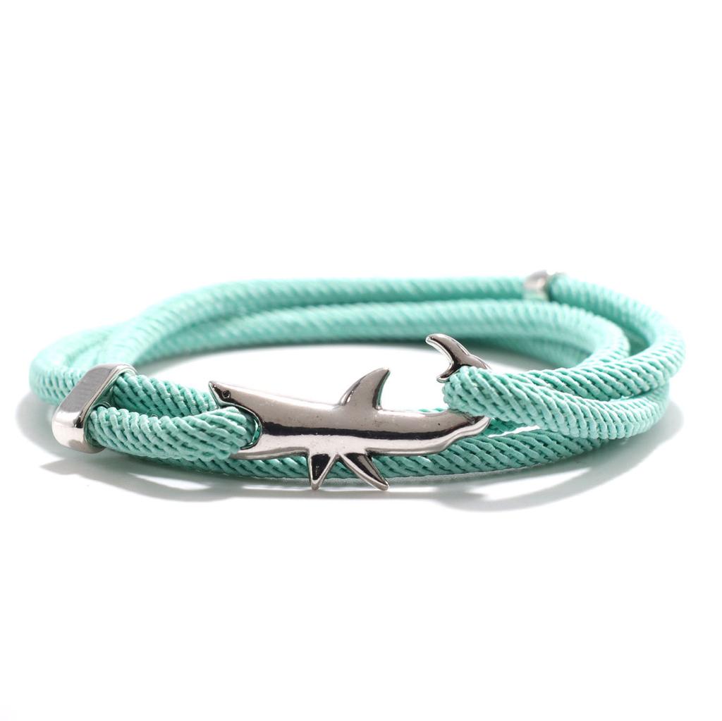 Sea Animal Shark Bracelet Men Women Multilayer Adjustable Survival Braclet Beach Jewelry Gift For Lover Good Luck Red Braslet