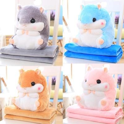 Doppelnutzbares großes Hamster-Kissen-Decke - Rückseite & Steppdecke aus Korallenfleece