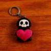 Cute Grim Reaper Keychain with Heart Gothic Skeleton Key Ring Scratch-Proof Pendant for Notebook Bag Decor Student Gift