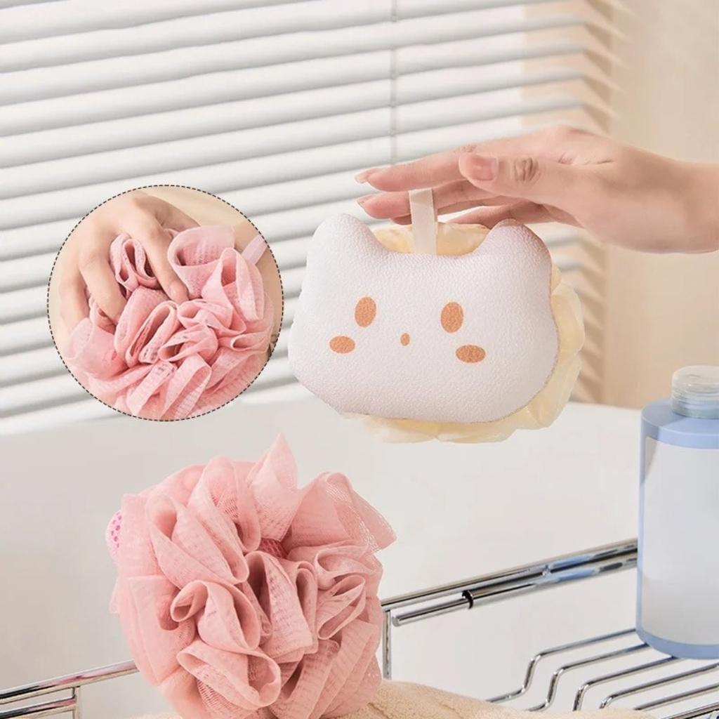 Cat Paw Bath Flower Towel Soft Cartoon Cute Bath Ball Bubble Hanging Rope Bath Ball Back Rubbing Magic Tool Bathroom Supplies