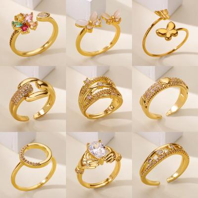 Simple and Versatile Opal Double Butterfly Zir*****pen Ring, New Niche High-end Index Finger Ring, Exquisite Ring.