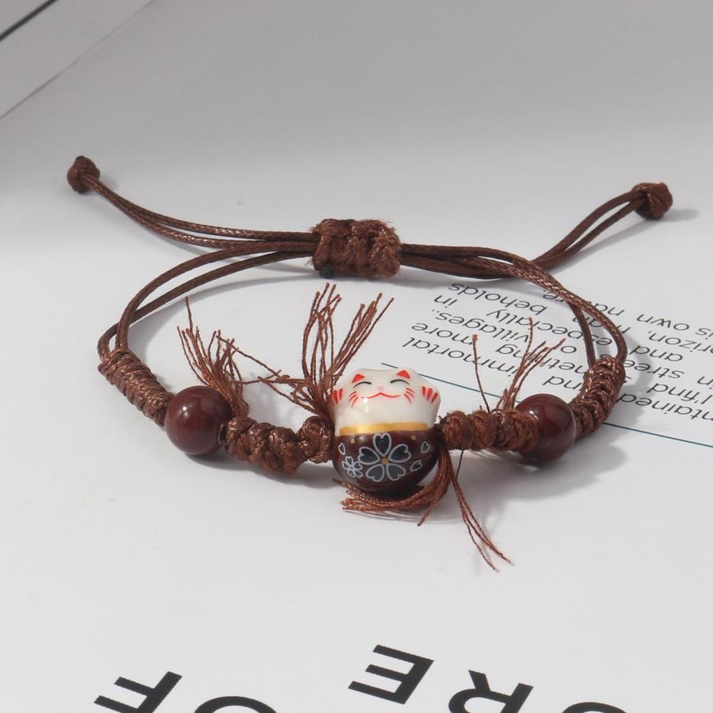Lucky Cat Candy Color Braided Bracelet for Women