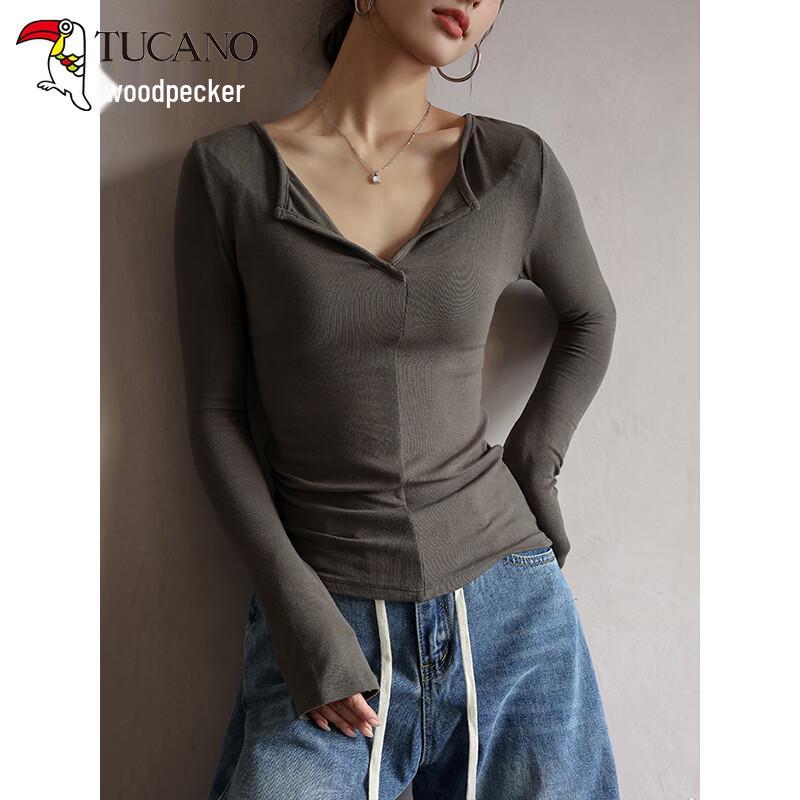 Woodpecker Women's Half-Collar Long-Sleeve Slim-Fit T-Shirt