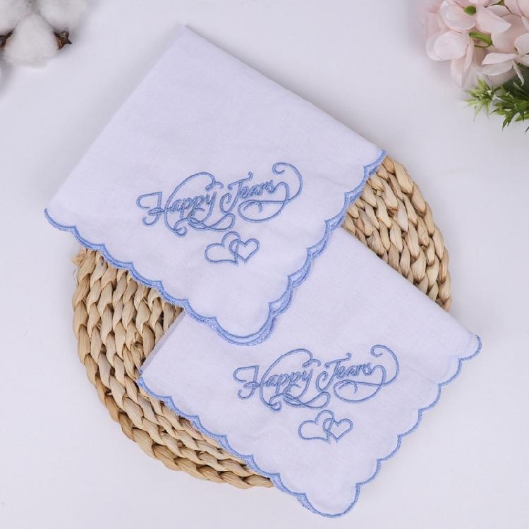 Embroidery Cotton Square Handkerchief Wedding Party Favor Decorative Kerchief for Bride Wedding Gifting Packing Use
