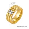 Chunky Gold Color Ring for Men Boys,Sparking White AAA CZ Stone Stainless Steel Ring,Stagement Wedding Ring to Him Her