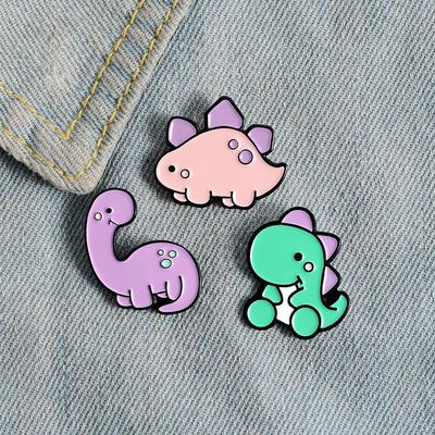 Three Little Dinosaurs Cartoon Funny Enamel Pins Brooch Collecting Dinosaur Lapel Badge Men Women Fashion Jewelry G