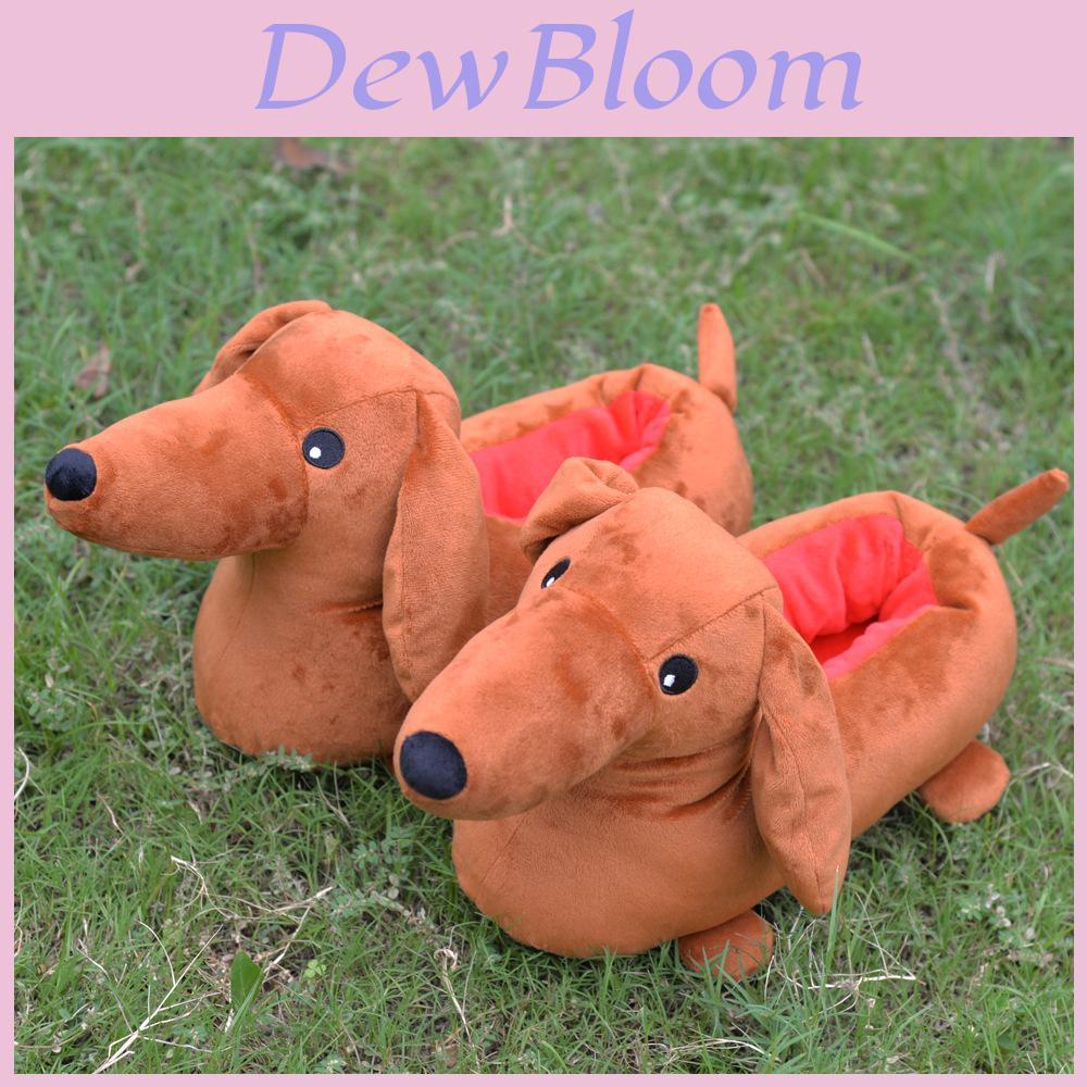 Adorable Dachshund Plush Slippers Cozy Cartoon Design For Comfortable Home Use