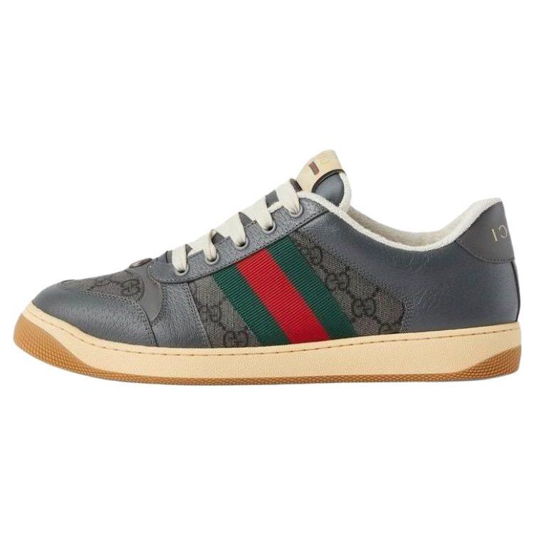 Gucci Screener Distressed Shoes Canvas Stylish Skateboarding Shoes Men's Gray 749622 FAB3X 8746