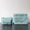 Luxury Chic Vintage Crossbody Bag In Suede-Texture Matte Leather With Quilted Chain Strap