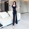 Temperament night show ktv evening dress sexy V-neck sauna technician work clothes bath dress slim split skirt