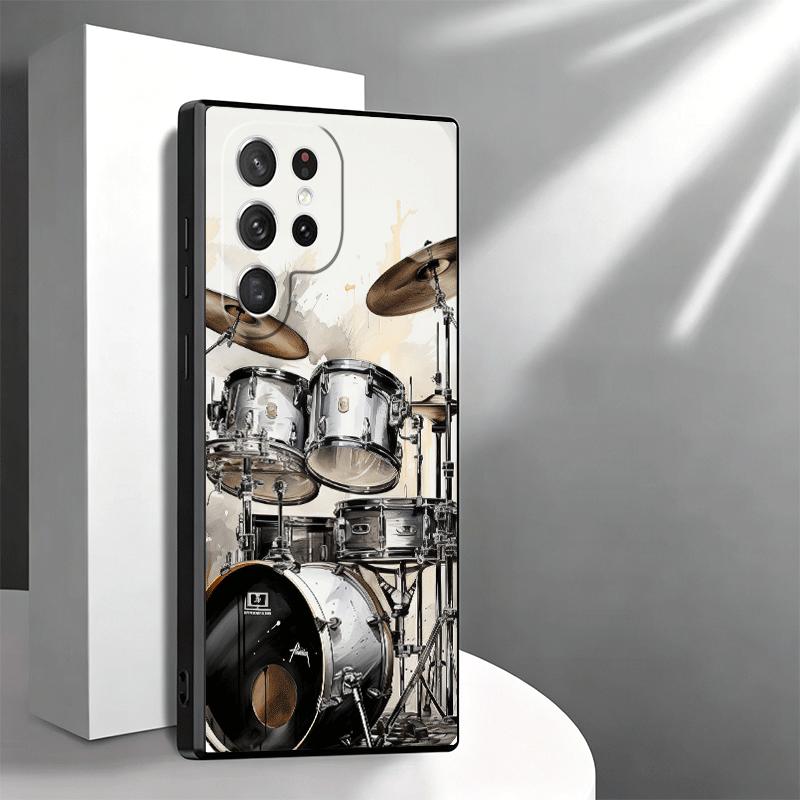 Drum Set Rock Music Soft Phone Case for Samsung Galaxy S26 S25 Edge S24 Ultra S23 Plus S22 S21 FE S20 Black Cover Back Shell