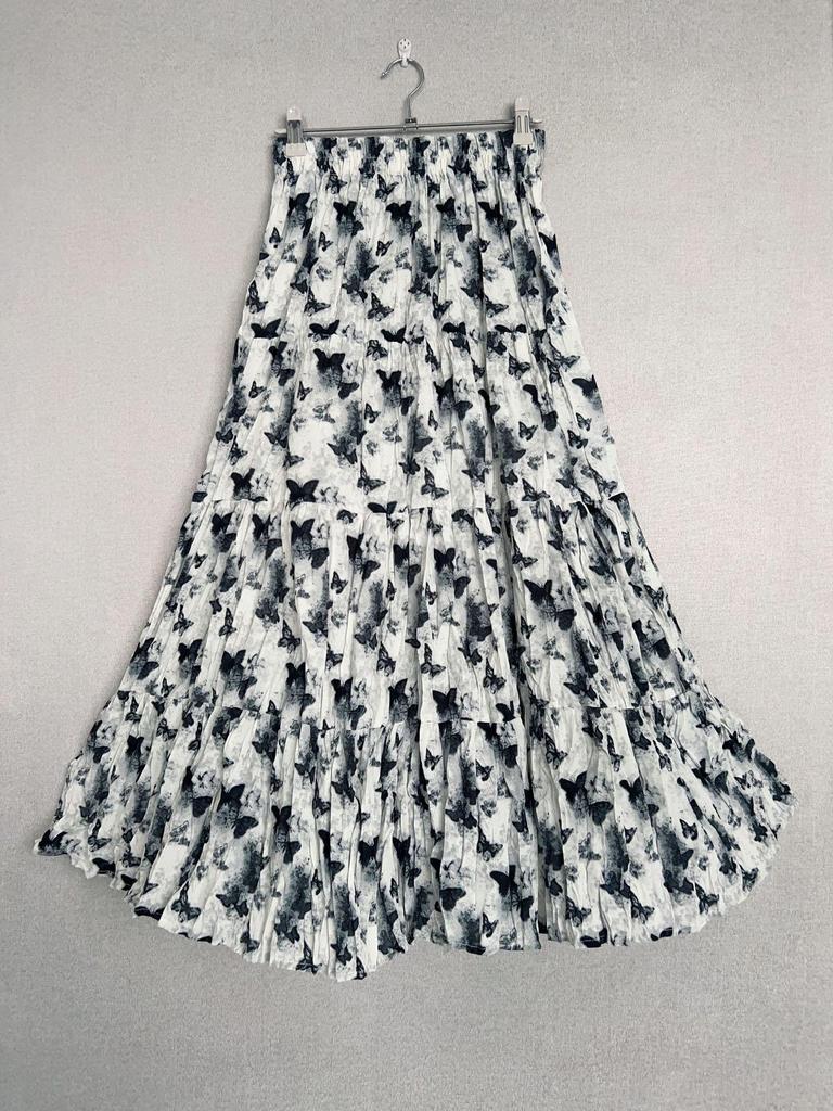 2024 French Retro Floral Pleated High-Waist Maxi Chiffon Skirt