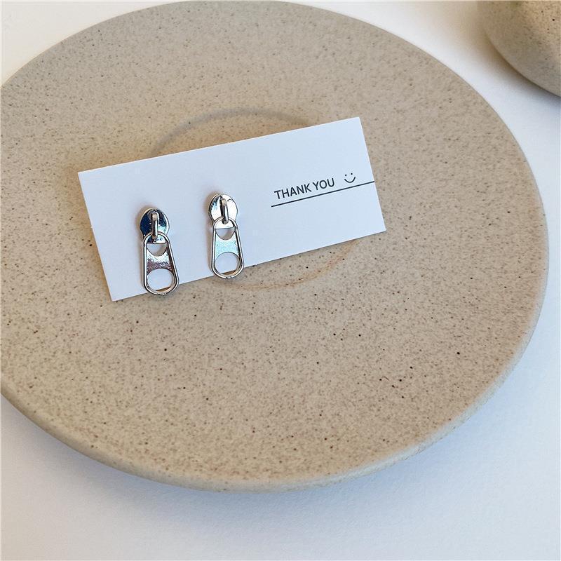 

Retro Zipper Creative Earings For Men Women Punk Gothic Rock Hiphop Silver Color Earing Personalized Jewelry Gifts срібний
