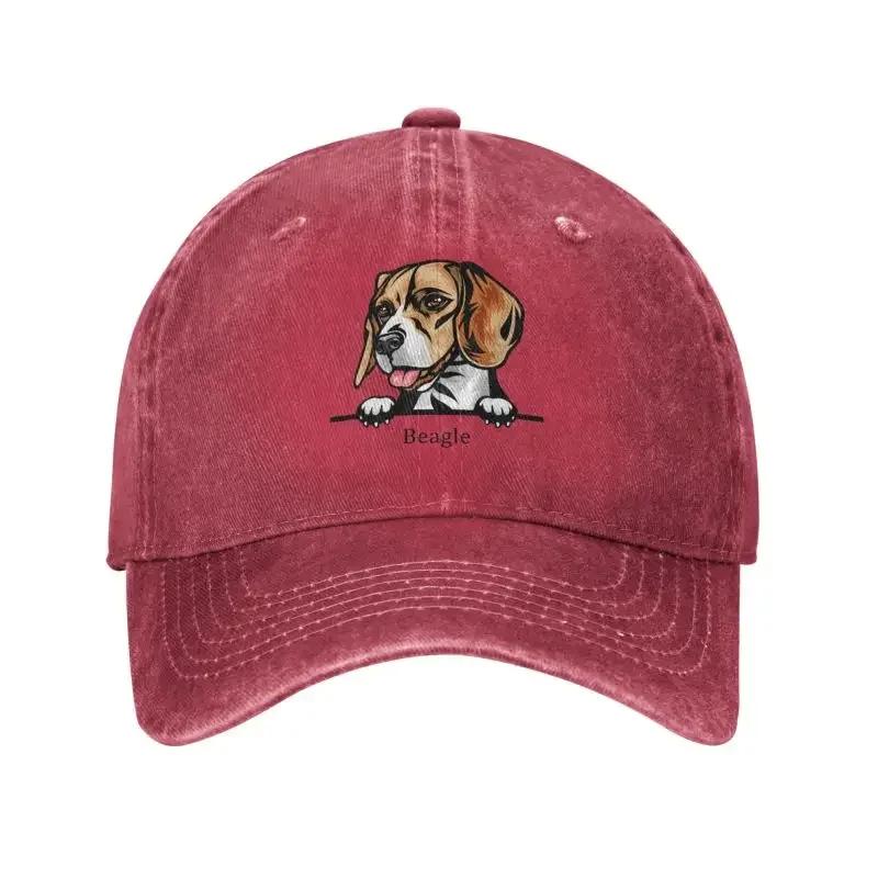 Personalized Cotton Peeking Dog Beagle Baseball Cap Outdoor Men Women's Adjustable Pet Animal Dad Hat Summer