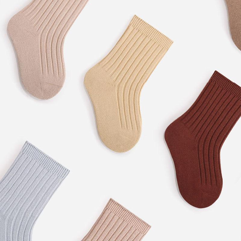 5 Par/Partia Skarpetki Dziecięce Oddychające Luźne Styl Południowokoreański Jednolity Kolor Skarpetki Dziecięce Średniej Długości Bawełniany Zestaw Skarpetek Dla Dzieci