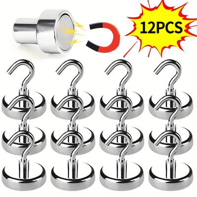 12Pcs Powerful Magnetic Hook Wall-mounted Practical Load Bearing Hook Key Coat Cup Hanging Home Kitchen Storage Organization
