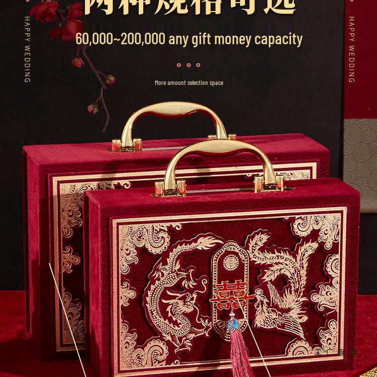 Velvet Engagement Gift Box for Wedding Proposals and Dowry, Holds Up to 200,000 Cash