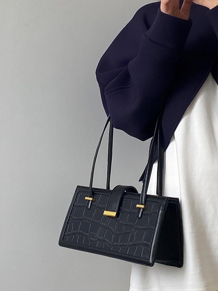 

Crocodile Pattern Shoulder Bags for Women Pu Leather Ladies Underarm Bag Vintage Design Female Commute Handbags Tote Purse чёрный