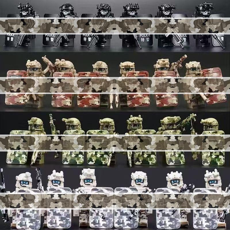 Military Mini Figures Collection Set, Special Forces Camo Commando Building Blocks, Army Role Play Toys Gift for Boys Children