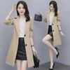 High-End Spring & Autumn Mid-Length Windbreaker for Petite Women - Long Sleeve, Slim Fit Cardigan
