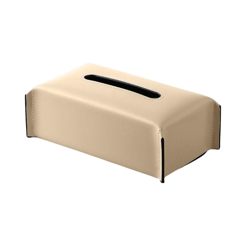 PU Leather Tissue Box Rectangular Paper Towel Container Elegant Tissues Storage Case Refillable Napkin Dispenser
