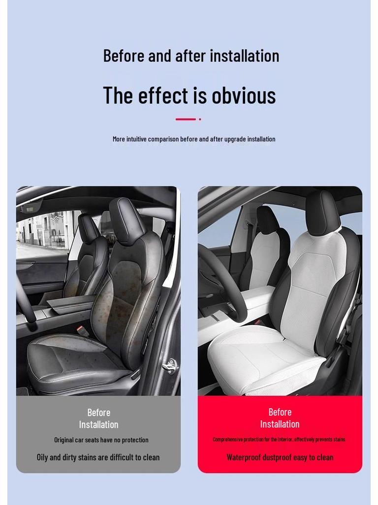 Nappa Leather Seat Protector Pad for Tesla Model Y (Refreshed Version) - Breathable, Ventilated Cushion